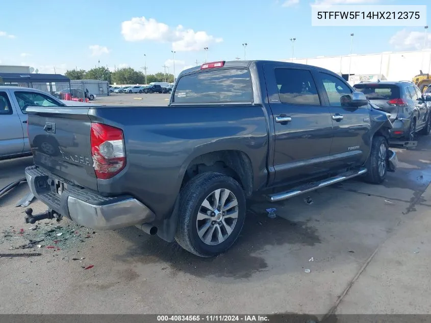 2017 Toyota Tundra Limited 5.7L V8 VIN: 5TFFW5F14HX212375 Lot: 40834565