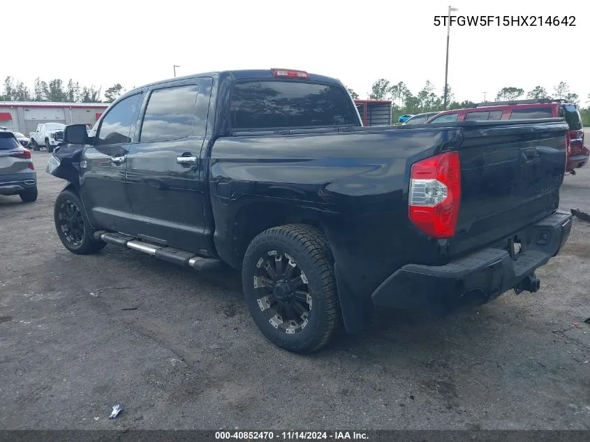 2017 Toyota Tundra 1794 5.7L V8 VIN: 5TFGW5F15HX214642 Lot: 40852470