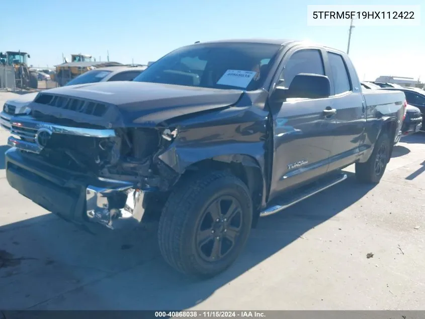 2017 Toyota Tundra Sr5 4.6L V8 VIN: 5TFRM5F19HX112422 Lot: 40868038