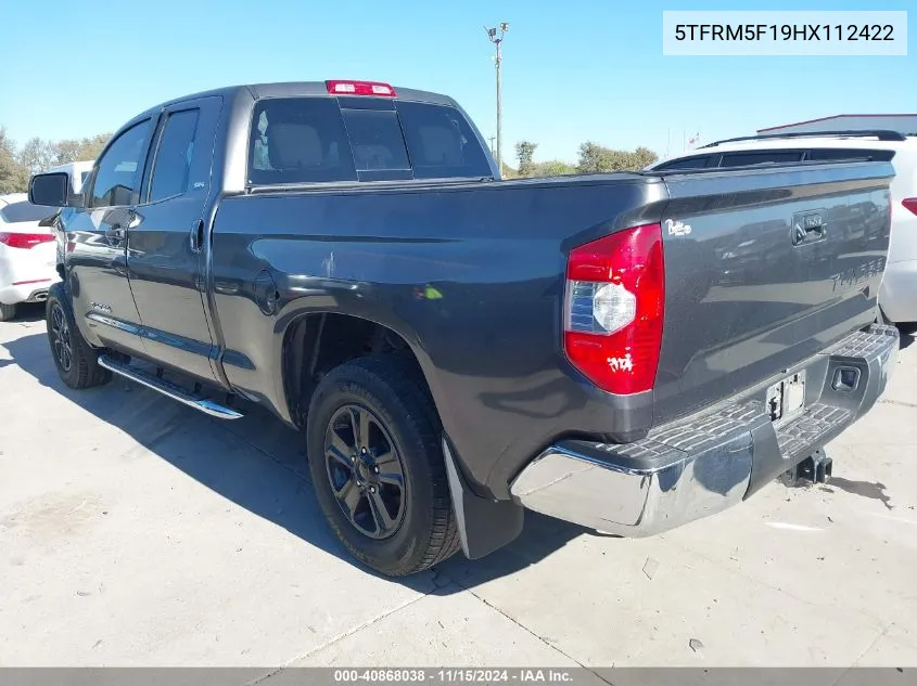 2017 Toyota Tundra Sr5 4.6L V8 VIN: 5TFRM5F19HX112422 Lot: 40868038