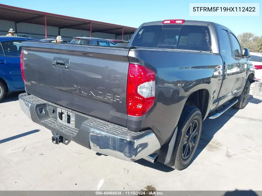 2017 Toyota Tundra Sr5 4.6L V8 VIN: 5TFRM5F19HX112422 Lot: 40868038