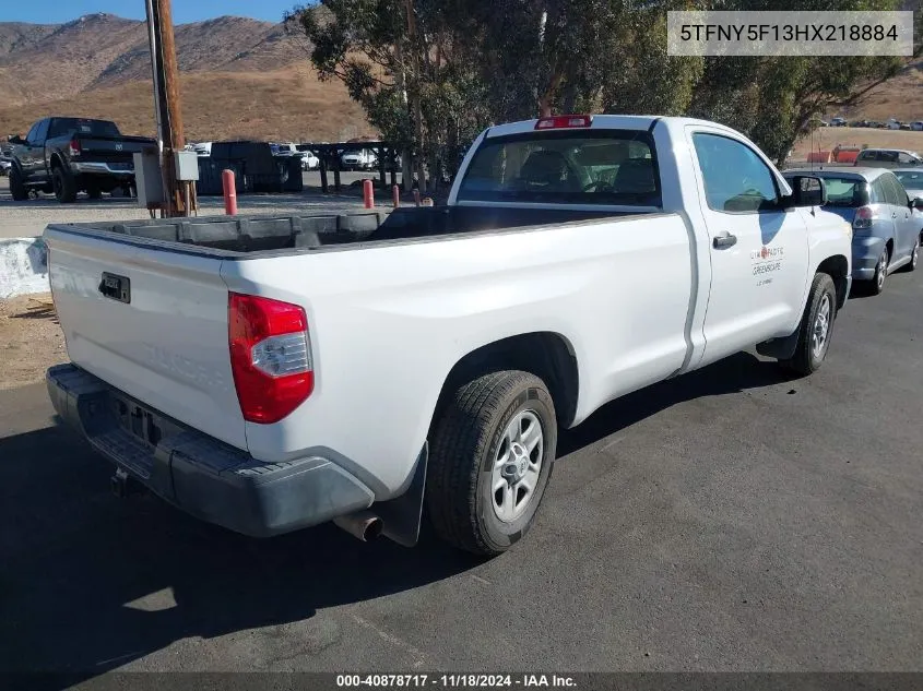 2017 Toyota Tundra Sr 5.7L V8 VIN: 5TFNY5F13HX218884 Lot: 40878717