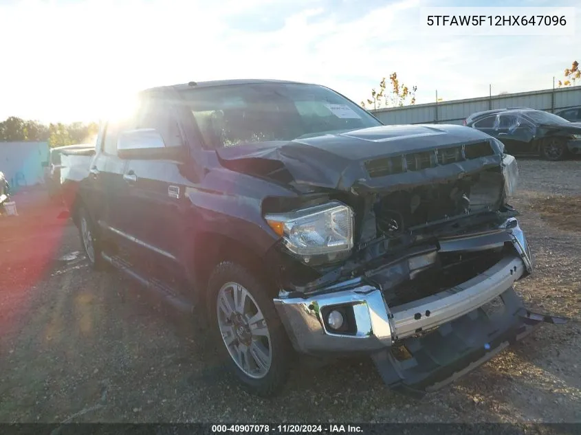 2017 Toyota Tundra 1794 5.7L V8 VIN: 5TFAW5F12HX647096 Lot: 40907078