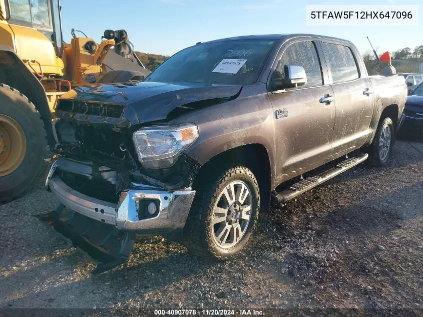 2017 Toyota Tundra 1794 5.7L V8 VIN: 5TFAW5F12HX647096 Lot: 40907078