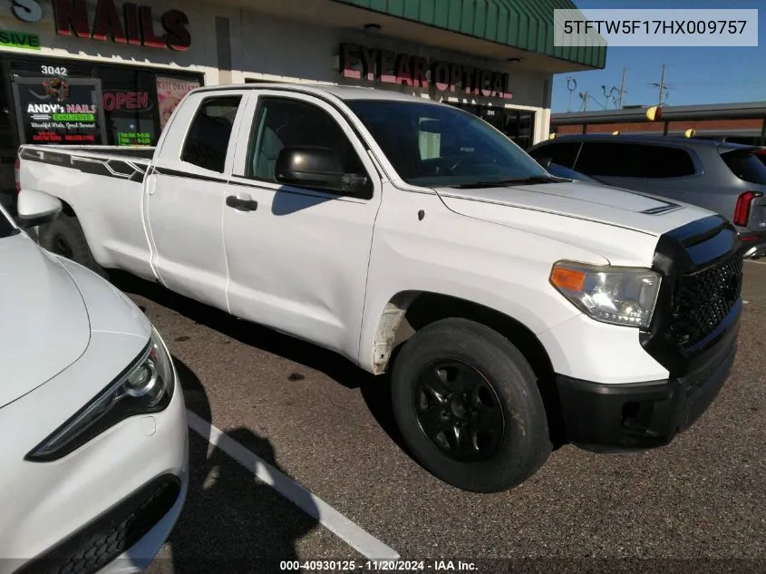 2017 Toyota Tundra Sr 5.7L V8 VIN: 5TFTW5F17HX009757 Lot: 40930125