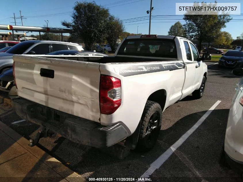 2017 Toyota Tundra Sr 5.7L V8 VIN: 5TFTW5F17HX009757 Lot: 40930125