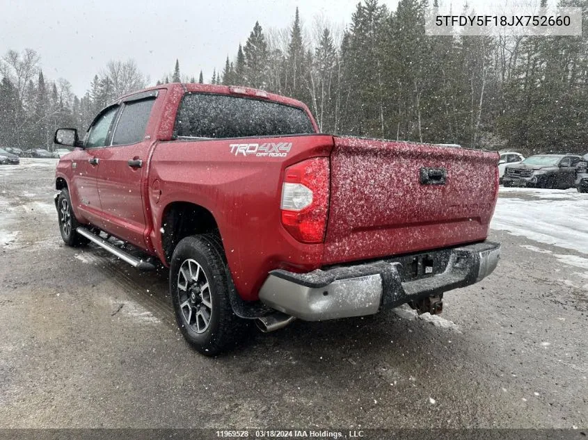 2018 Toyota Tundra Crewmax Sr5 VIN: 5TFDY5F18JX752660 Lot: 11969528