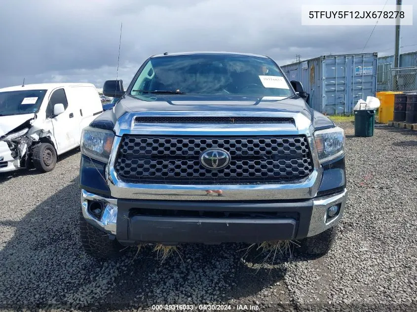 2018 Toyota Tundra Sr5 5.7L V8 VIN: 5TFUY5F12JX678278 Lot: 39316033