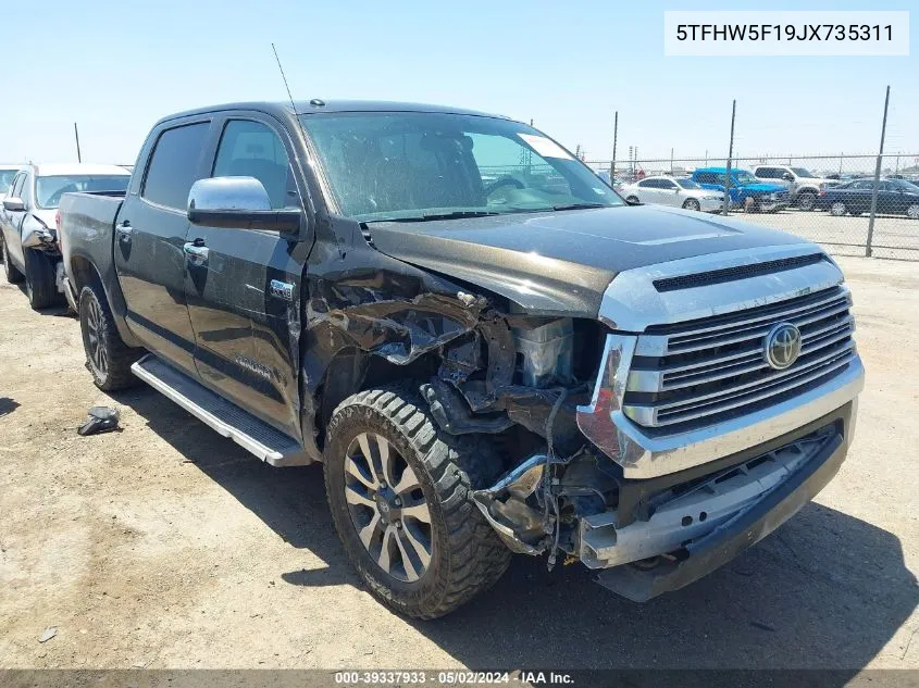 2018 Toyota Tundra Limited 5.7L V8 VIN: 5TFHW5F19JX735311 Lot: 39337933