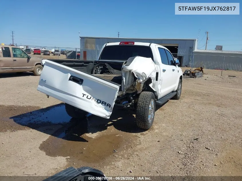 2018 Toyota Tundra 1794 5.7L V8 VIN: 5TFAW5F19JX762817 Lot: 39678708