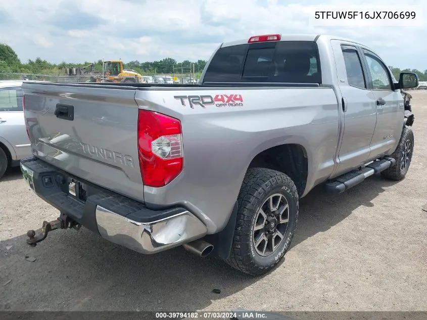 2018 Toyota Tundra Sr5 5.7L V8 VIN: 5TFUW5F16JX706699 Lot: 39794182