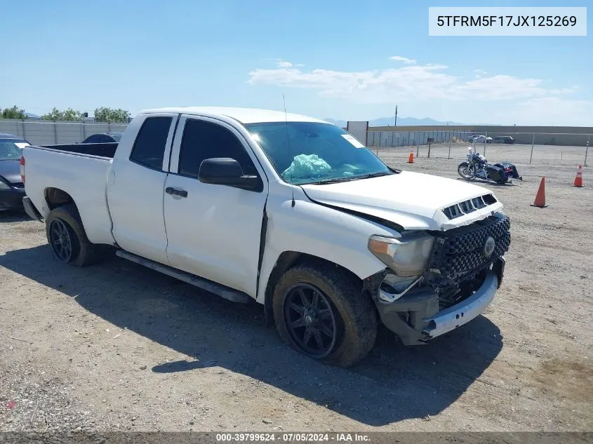 2018 Toyota Tundra Sr 4.6L V8 VIN: 5TFRM5F17JX125269 Lot: 39799624