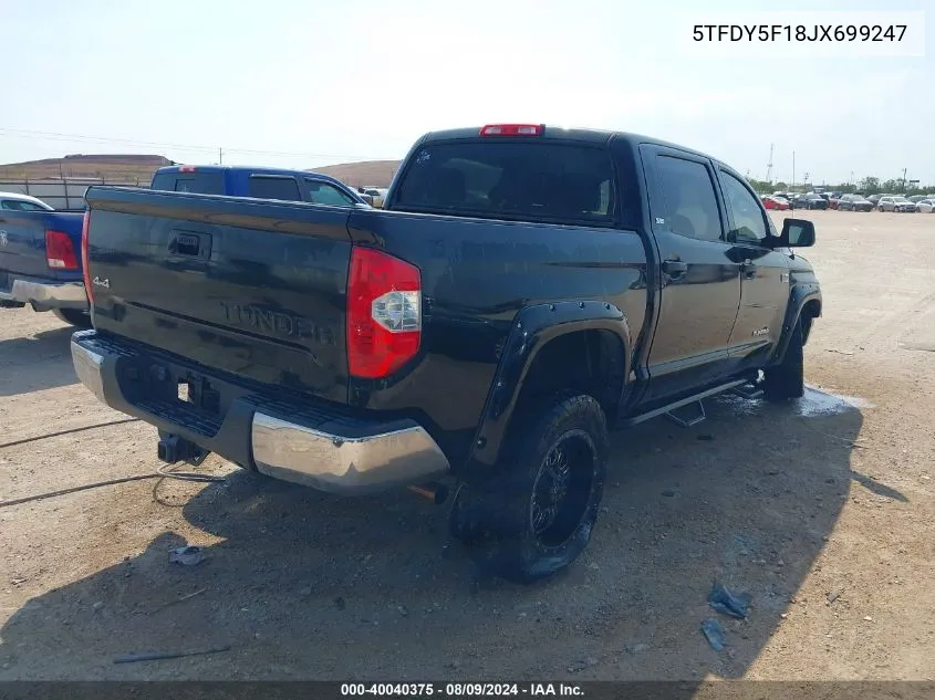 2018 Toyota Tundra Sr5 5.7L V8 VIN: 5TFDY5F18JX699247 Lot: 40040375