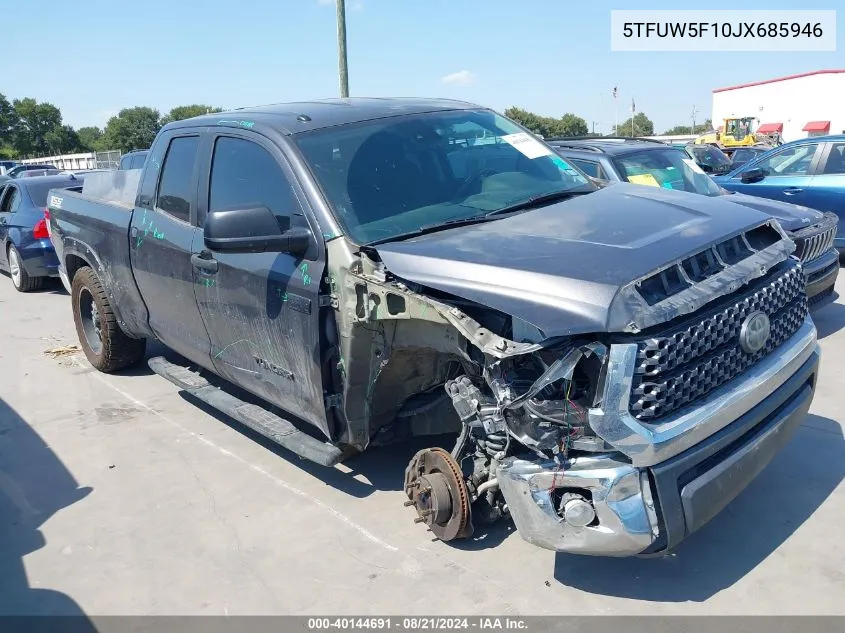 2018 Toyota Tundra Double Cab Sr/Double Cab VIN: 5TFUW5F10JX685946 Lot: 40144691