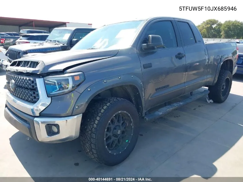 2018 Toyota Tundra Double Cab Sr/Double Cab VIN: 5TFUW5F10JX685946 Lot: 40144691