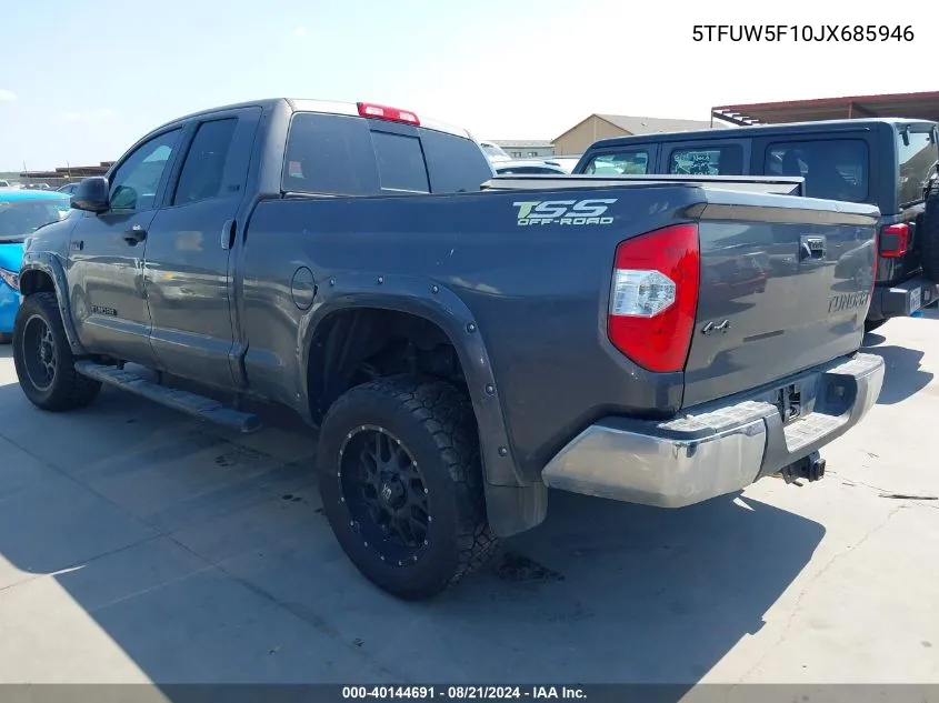 2018 Toyota Tundra Double Cab Sr/Double Cab VIN: 5TFUW5F10JX685946 Lot: 40144691