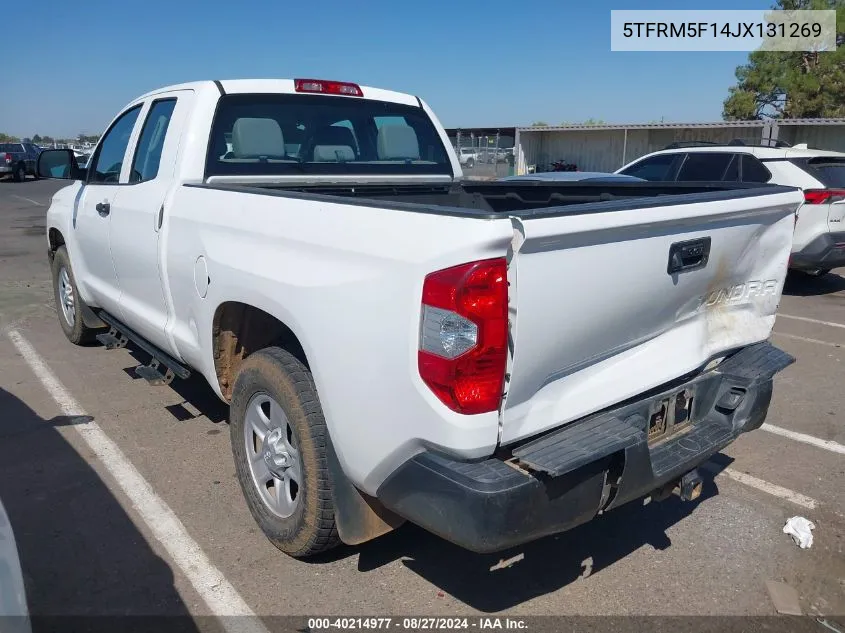 2018 Toyota Tundra Sr 4.6L V8 VIN: 5TFRM5F14JX131269 Lot: 40214977