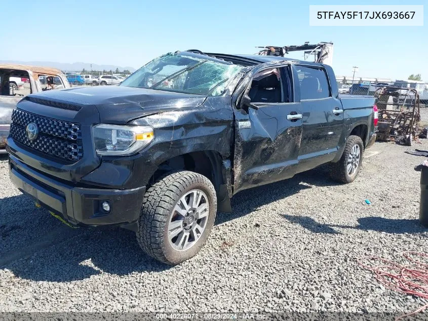 2018 Toyota Tundra Platinum 5.7L V8 VIN: 5TFAY5F17JX693667 Lot: 40226071