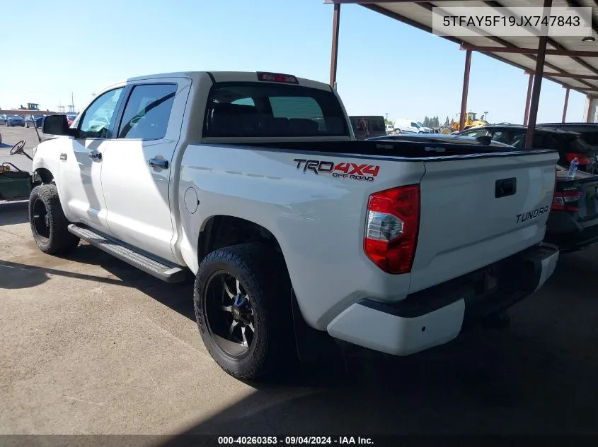 2018 Toyota Tundra 1794 5.7L V8 VIN: 5TFAY5F19JX747843 Lot: 40260353