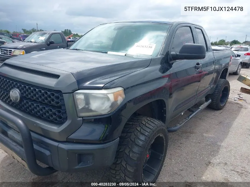 2018 Toyota Tundra Sr 4.6L V8 VIN: 5TFRM5F10JX124478 Lot: 40283230