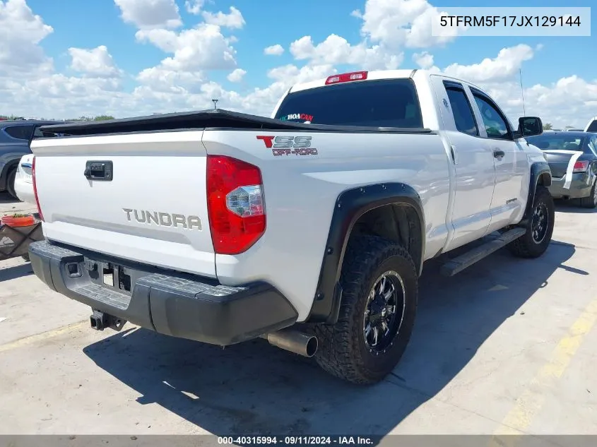 2018 Toyota Tundra Double Cab Sr/Double Cab Sr5 VIN: 5TFRM5F17JX129144 Lot: 40315994