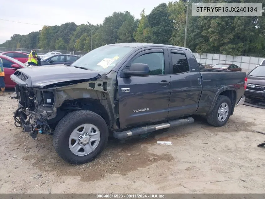 2018 Toyota Tundra Sr5 5.7L V8 VIN: 5TFRY5F15JX240134 Lot: 40316923