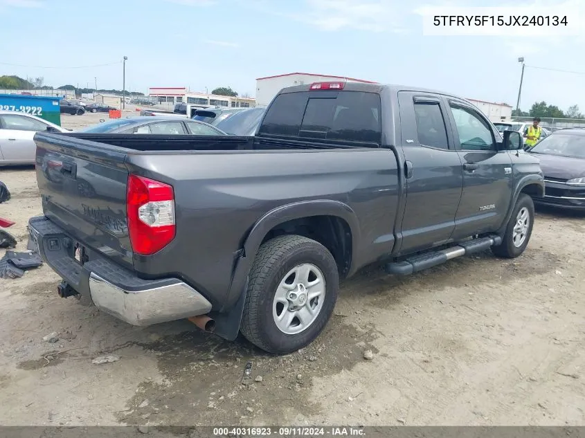 2018 Toyota Tundra Sr5 5.7L V8 VIN: 5TFRY5F15JX240134 Lot: 40316923