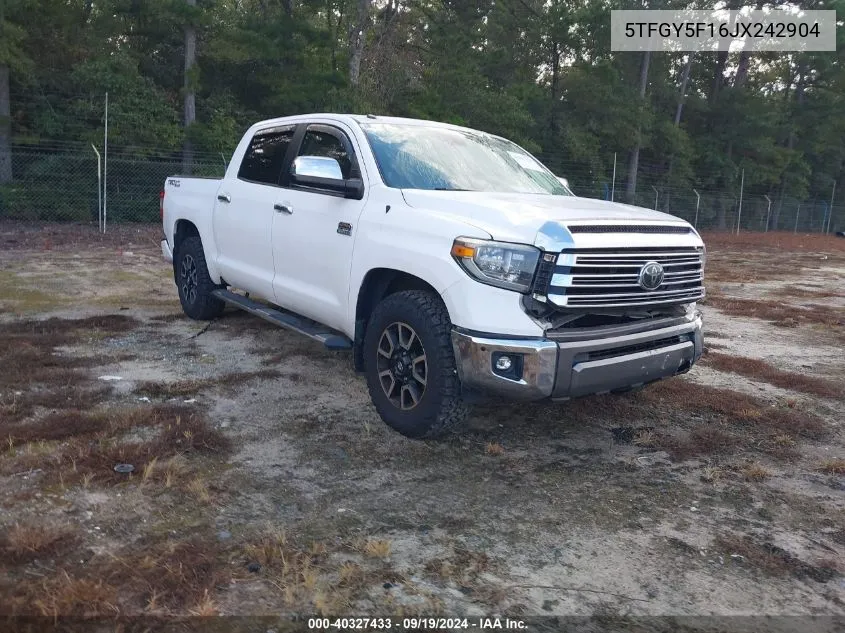 5TFGY5F16JX242904 2018 Toyota Tundra Crewmax 1794/Platinum