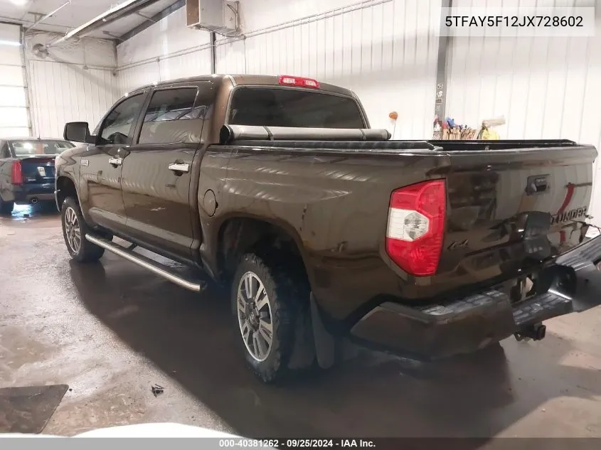 5TFAY5F12JX728602 2018 Toyota Tundra Platinum 5.7L V8