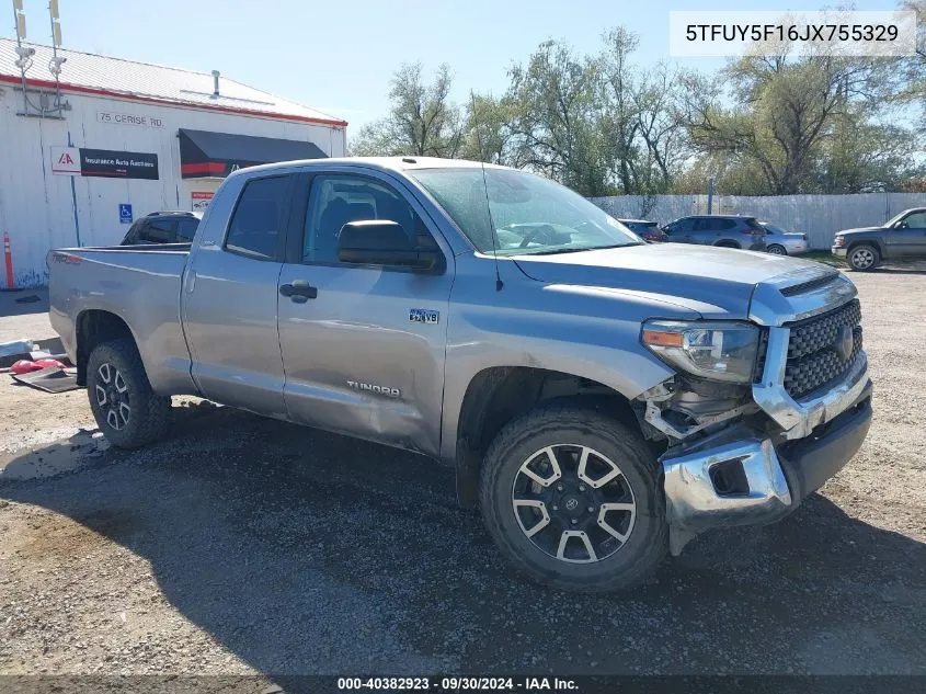 2018 Toyota Tundra Sr5 5.7L V8 VIN: 5TFUY5F16JX755329 Lot: 40382923