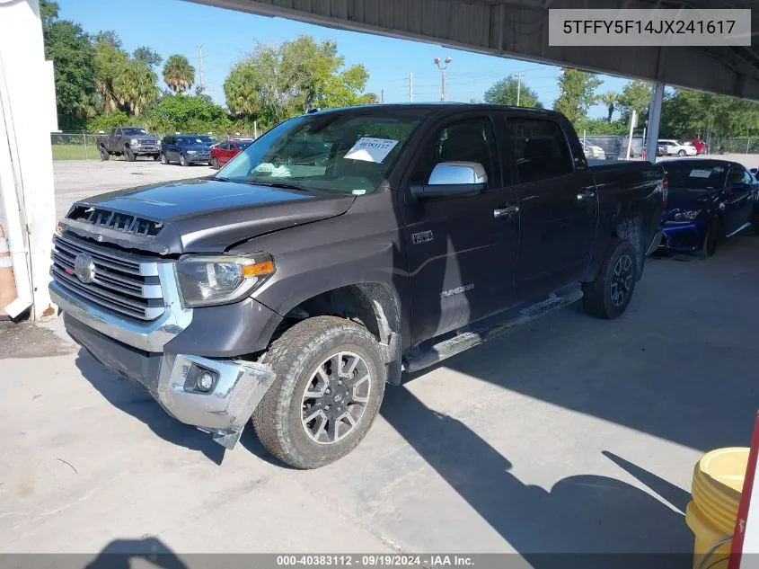 2018 Toyota Tundra Limited 5.7L V8 VIN: 5TFFY5F14JX241617 Lot: 40383112