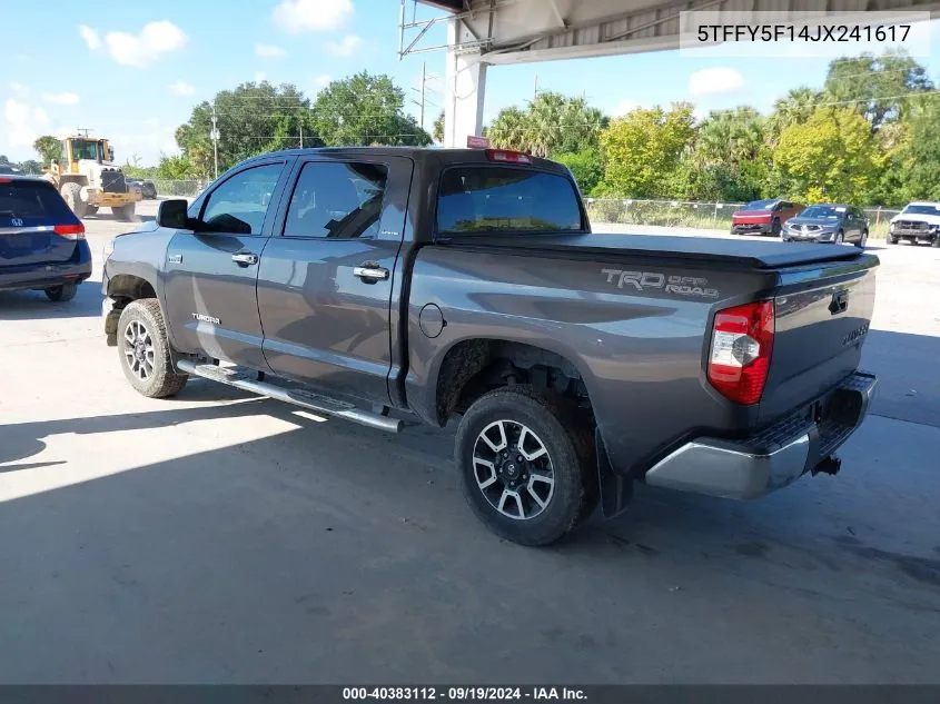 2018 Toyota Tundra Limited 5.7L V8 VIN: 5TFFY5F14JX241617 Lot: 40383112