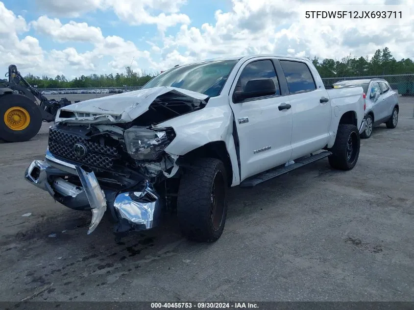 2018 Toyota Tundra Sr5 5.7L V8 VIN: 5TFDW5F12JX693711 Lot: 40455753