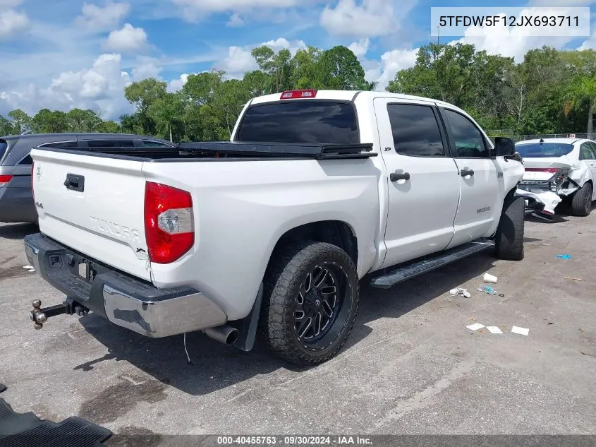 2018 Toyota Tundra Sr5 5.7L V8 VIN: 5TFDW5F12JX693711 Lot: 40455753