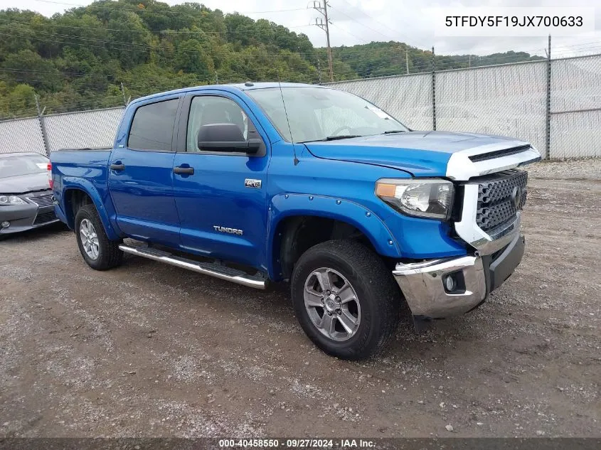 2018 Toyota Tundra Sr5 5.7L V8 VIN: 5TFDY5F19JX700633 Lot: 40458550