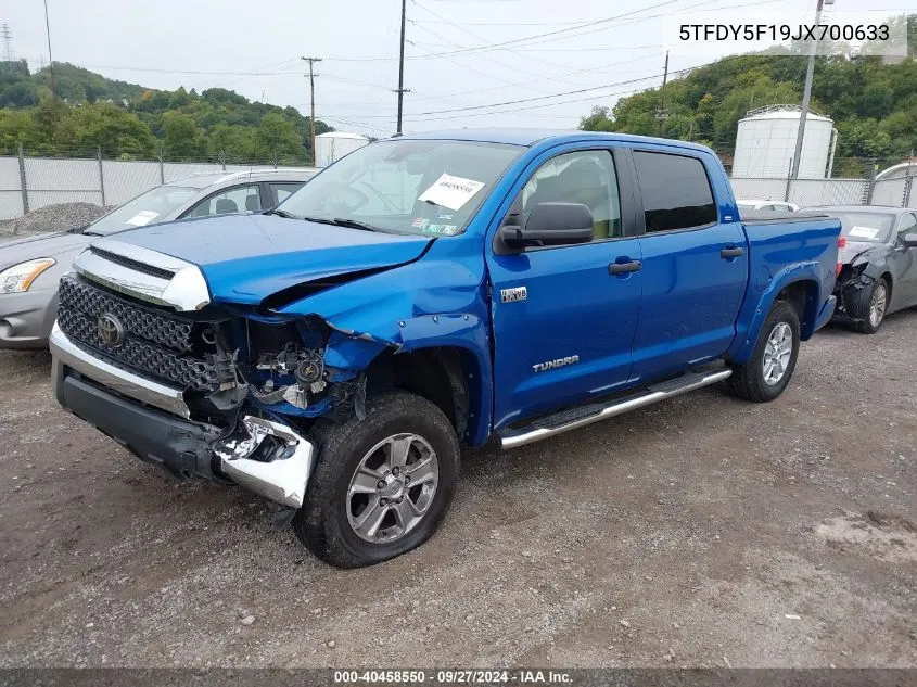 2018 Toyota Tundra Sr5 5.7L V8 VIN: 5TFDY5F19JX700633 Lot: 40458550