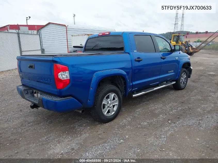 2018 Toyota Tundra Sr5 5.7L V8 VIN: 5TFDY5F19JX700633 Lot: 40458550