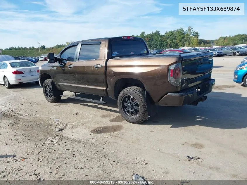 2018 Toyota Tundra Crewmax 1794/Platinum VIN: 5TFAY5F13JX689874 Lot: 40459219