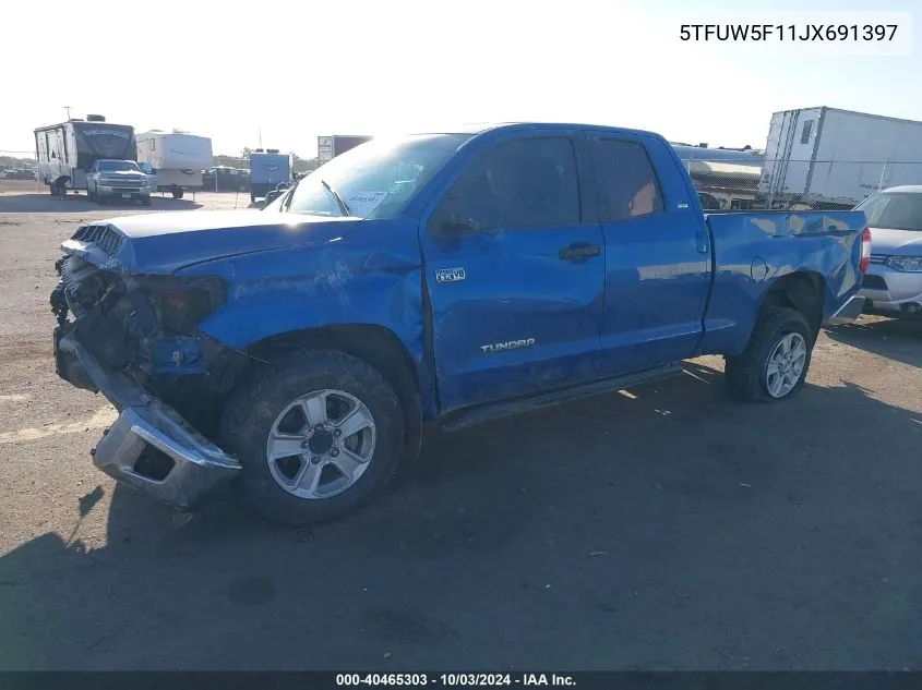 2018 Toyota Tundra Sr5 5.7L V8 VIN: 5TFUW5F11JX691397 Lot: 40465303