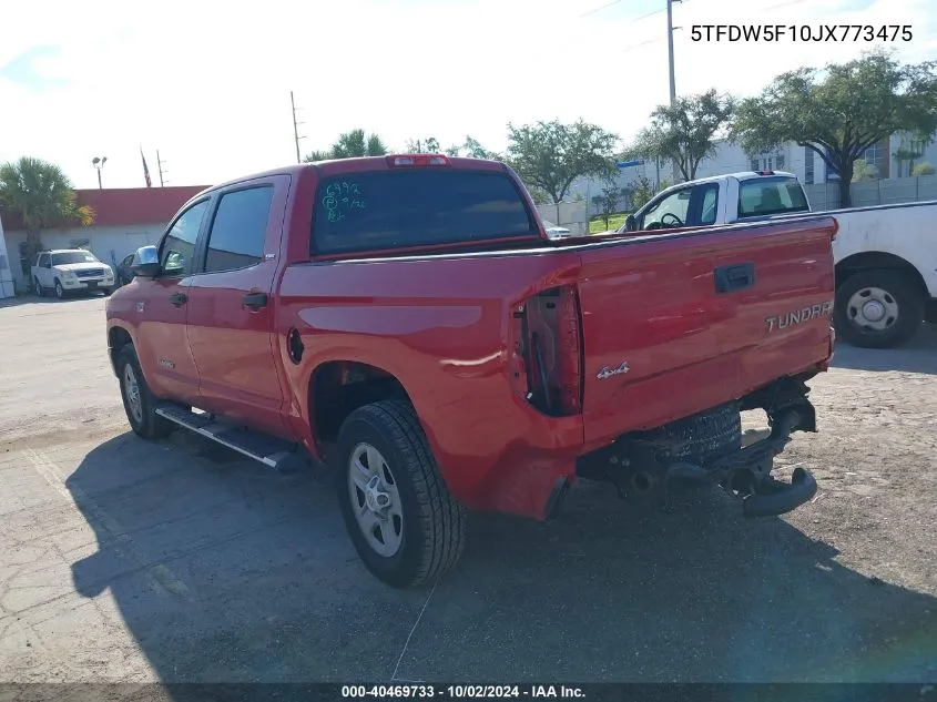 2018 Toyota Tundra Sr5 5.7L V8 VIN: 5TFDW5F10JX773475 Lot: 40469733