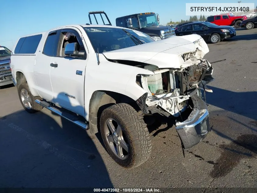 2018 Toyota Tundra Sr5 5.7L V8 VIN: 5TFRY5F14JX231408 Lot: 40472082