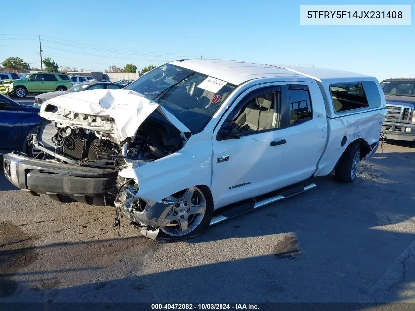 2018 Toyota Tundra Sr5 5.7L V8 VIN: 5TFRY5F14JX231408 Lot: 40472082