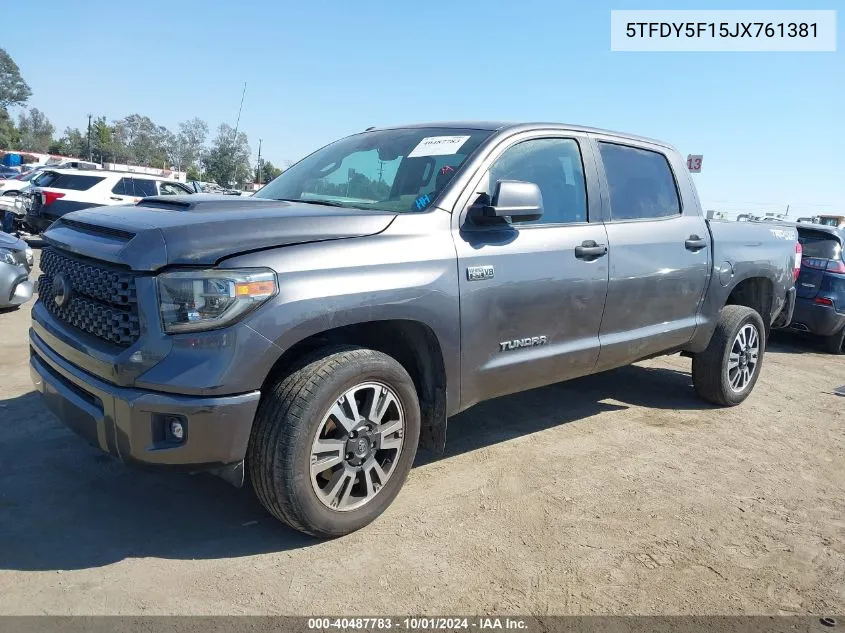 2018 Toyota Tundra Crewmax Sr5 VIN: 5TFDY5F15JX761381 Lot: 40487783