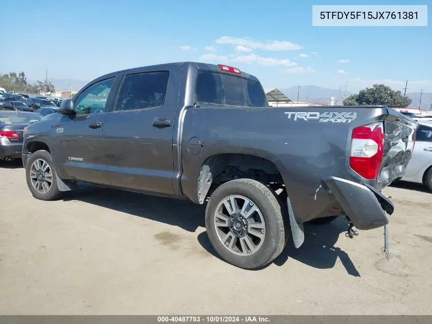 2018 Toyota Tundra Crewmax Sr5 VIN: 5TFDY5F15JX761381 Lot: 40487783