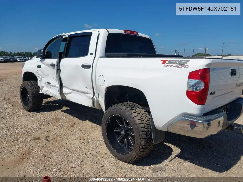 5TFDW5F14JX702151 2018 Toyota Tundra Sr5 5.7L V8