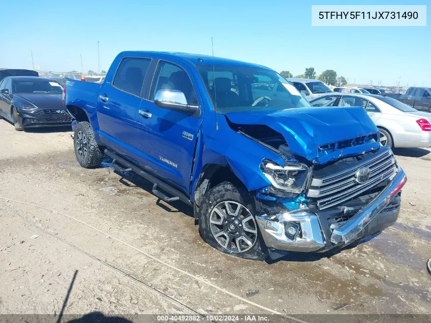 2018 Toyota Tundra Limited 5.7L V8 VIN: 5TFHY5F11JX731490 Lot: 40492882