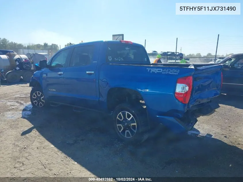 2018 Toyota Tundra Limited 5.7L V8 VIN: 5TFHY5F11JX731490 Lot: 40492882