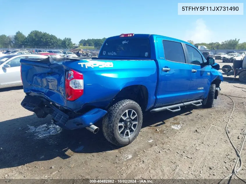 2018 Toyota Tundra Limited 5.7L V8 VIN: 5TFHY5F11JX731490 Lot: 40492882