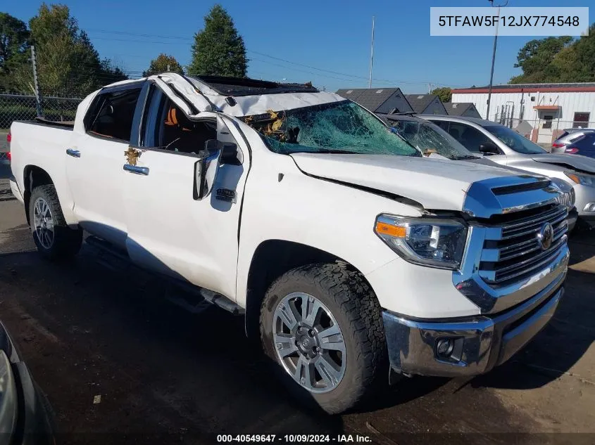 2018 Toyota Tundra Crewmax 1794/Platinum VIN: 5TFAW5F12JX774548 Lot: 40549647