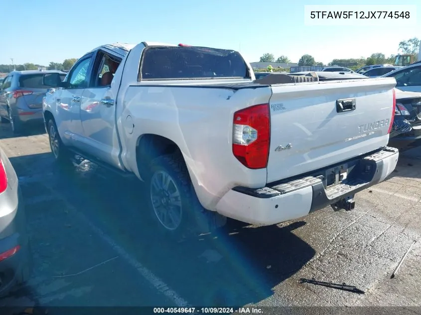 2018 Toyota Tundra Crewmax 1794/Platinum VIN: 5TFAW5F12JX774548 Lot: 40549647